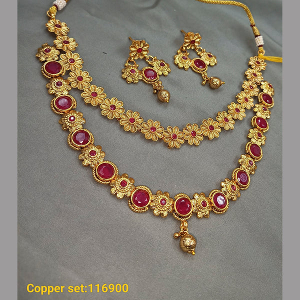 Padmawati Bangles Copper Crystal Stone Necklace Set
