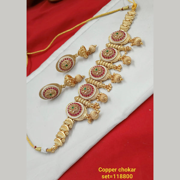 Padmawati Bangles Kundan Stone Copper Choker Necklace Set