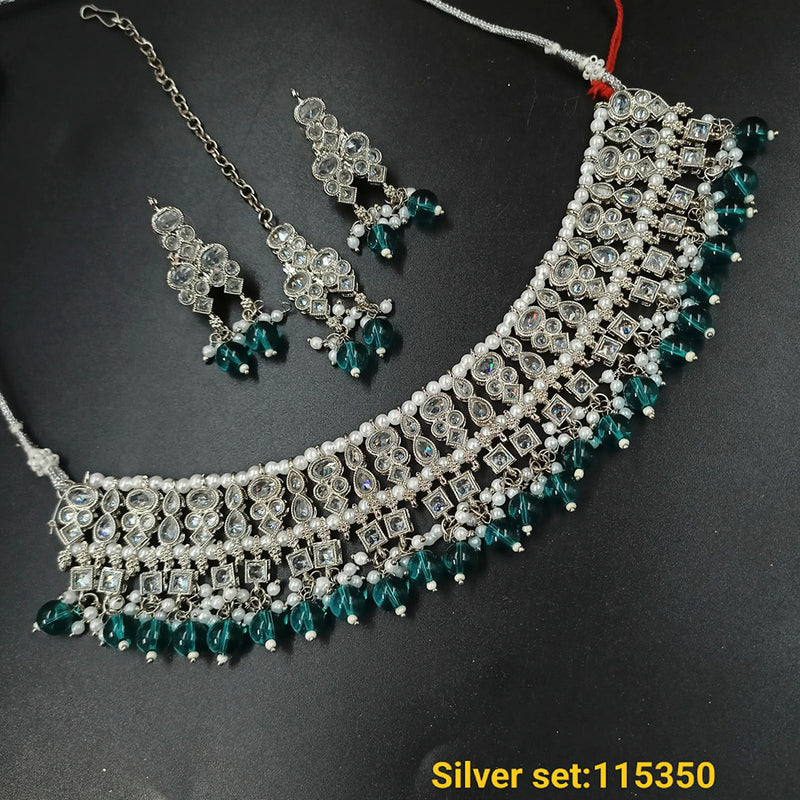 Padmawati Bangles Kundan Stone Silver Plated Choker Necklace Set