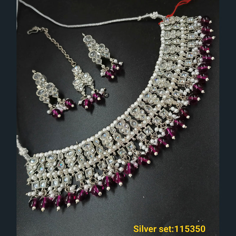 Padmawati Bangles Kundan Stone Silver Plated Choker Necklace Set