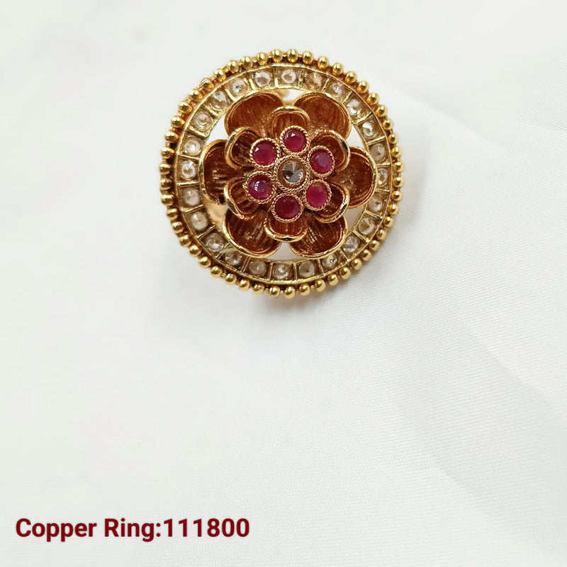 Padmawati Bangles Copper Gold Plated Pota Stone Adjustable Ring