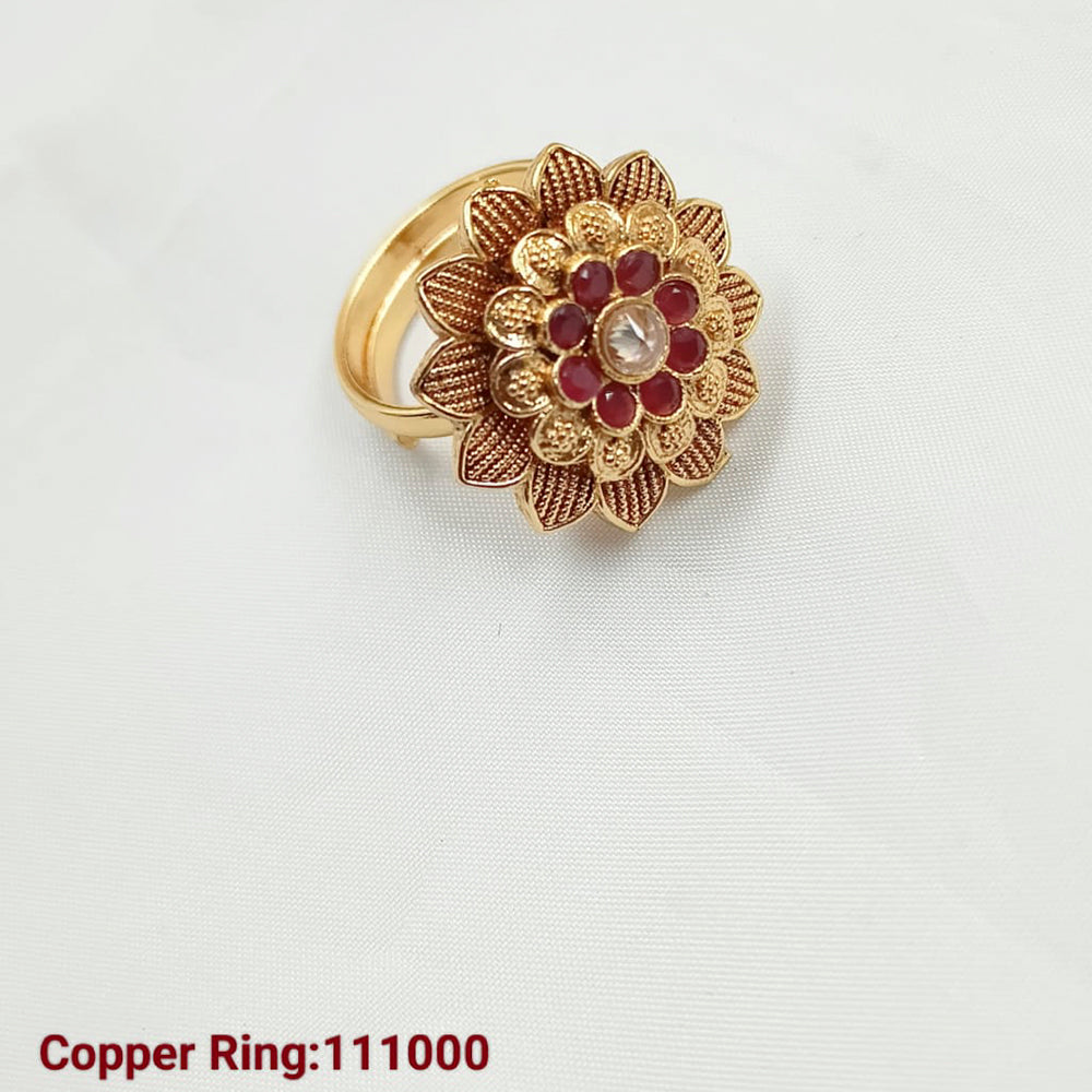 Padmawati Bangles Copper Gold Plated Pota Stone Adjustable Ring