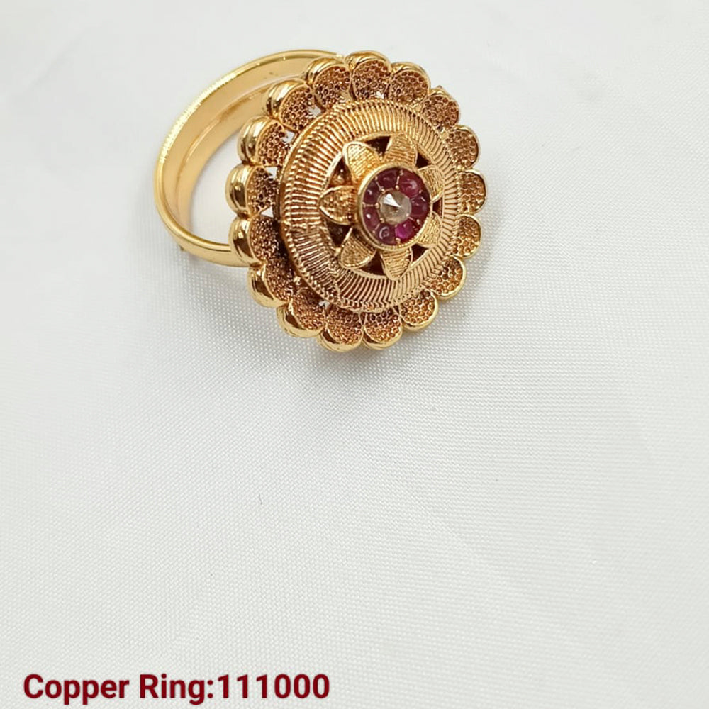 Padmawati Bangles Copper Gold Plated Pota Stone Adjustable Ring