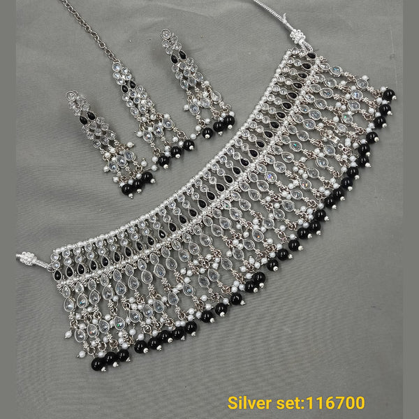 Padmawati Bangles Silver Plated Crystal Stone Choker Necklace Set