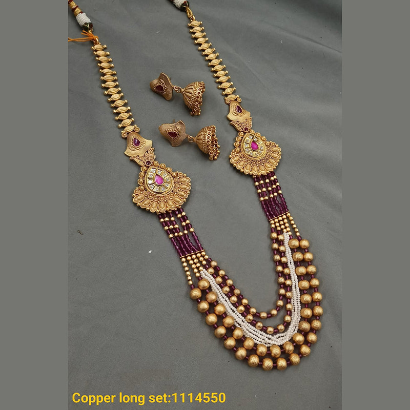 Padmawati Bangles Copper Gold Plated Pota & Beads Long Necklace Set