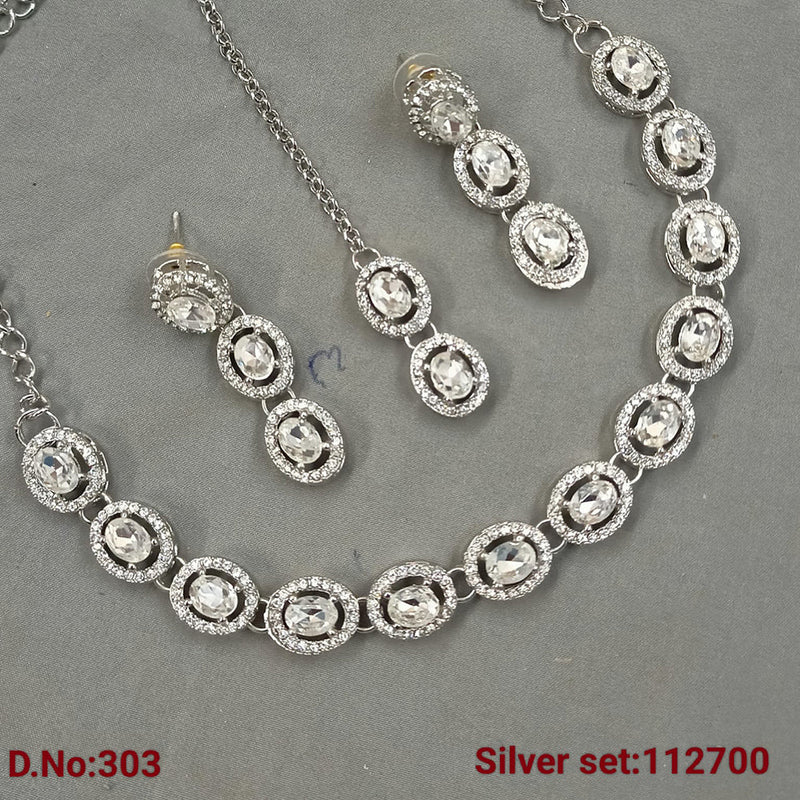 Padmawati Bangles Silver Plated Austrian Stone Necklace Set