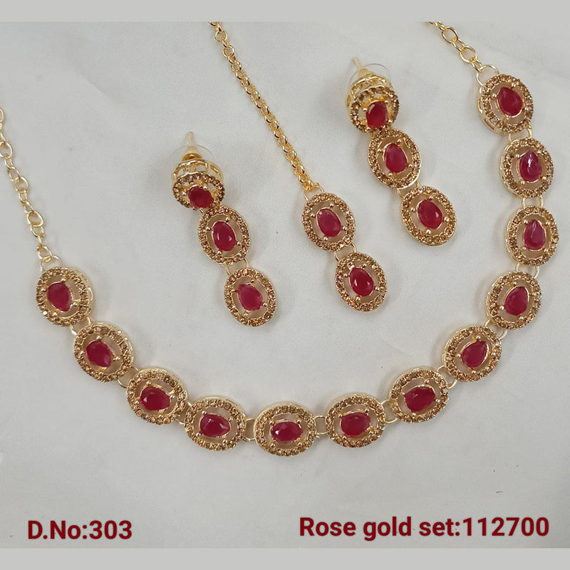 Padmawati Bangles Rose Gold Plated Austrian Stone Necklace Set