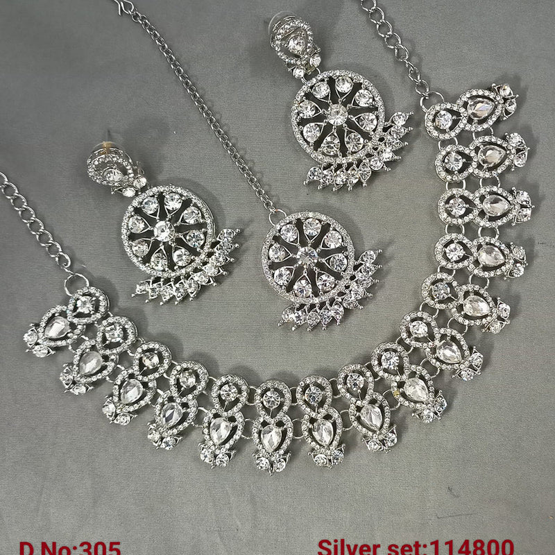 Padmawati Bangles Silver Plated Austrian Stone Necklace Set