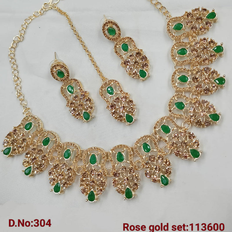 Padmawati Bangles Rose Gold Plated Austrian Stone Necklace Set