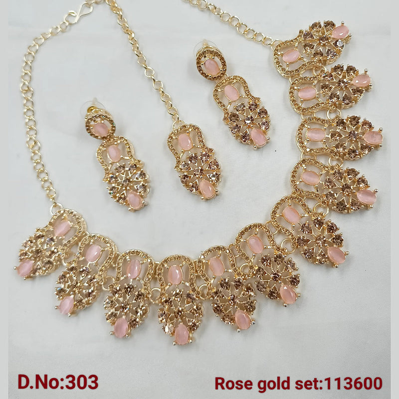 Padmawati Bangles Rose Gold Plated Austrian Stone Necklace Set