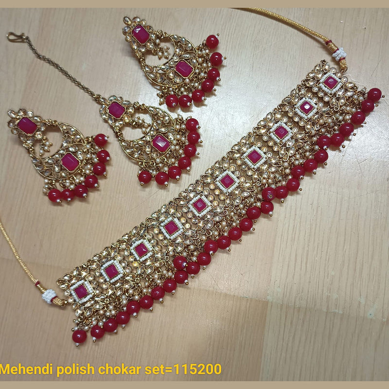 Padmawati Bangles Gold Plated Crystal Stone Choker Necklace Set