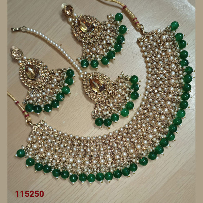 Padmawati Bangles Gold Plated Crystal Stone Necklace Set