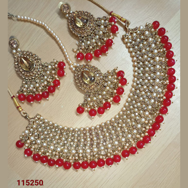 Padmawati Bangles Gold Plated Crystal Stone Necklace Set