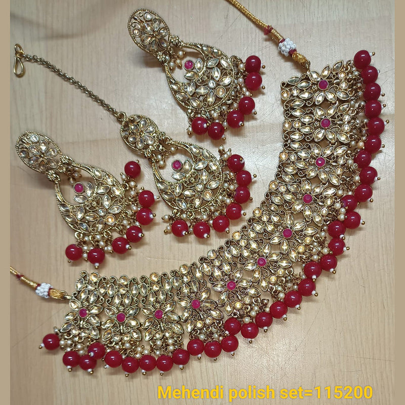 Padmawati Bangles Gold Plated Crystal Stone Necklace Set