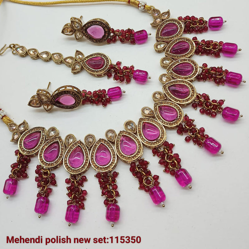 Padmawati Bangles Gold Plated Crystal Stone Necklace set