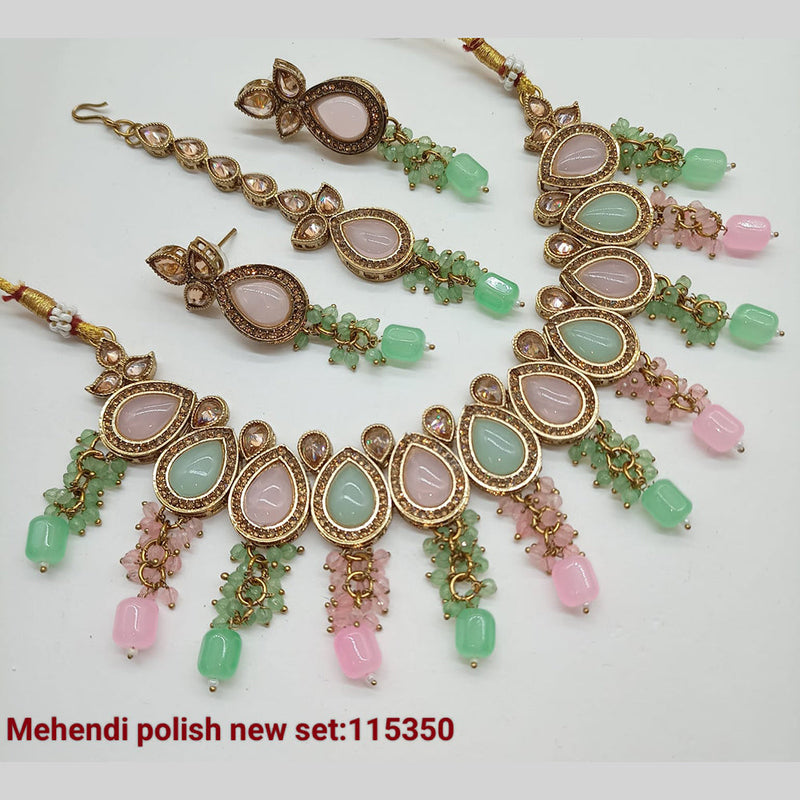 Padmawati Bangles Gold Plated Crystal Stone Necklace set