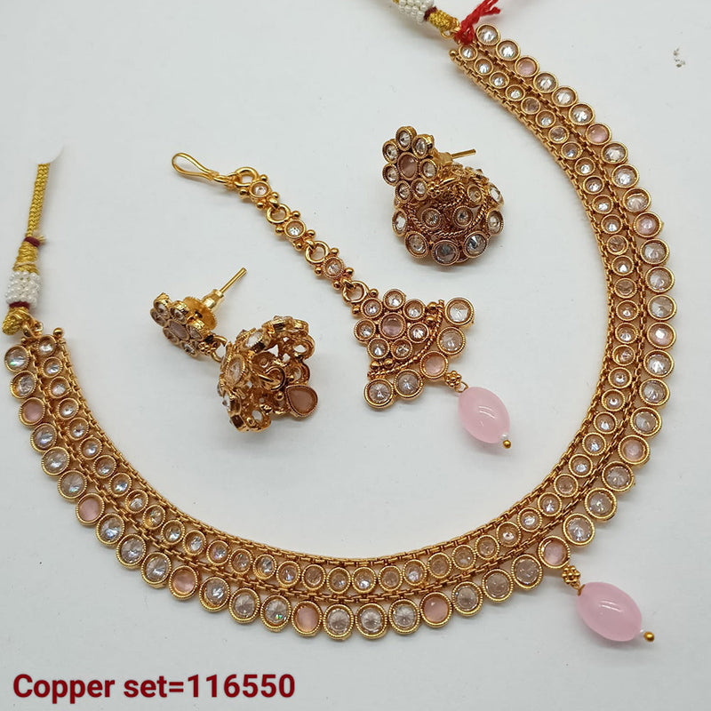 Padmawati Bangles Copper Gold Crystal Stone Necklace set