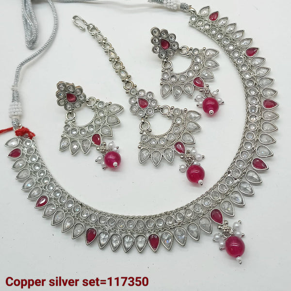 Padmawati Bangles Silver Plated Crystal Stone Necklace set