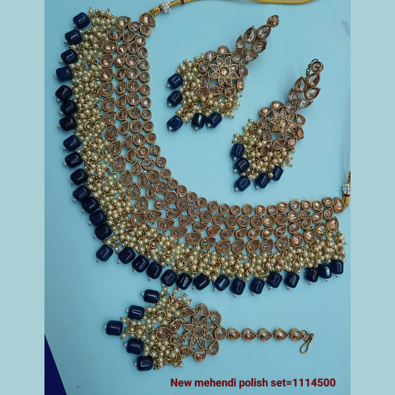 Padmawati Bangles Gold Plated Crystal Stone Necklace Set