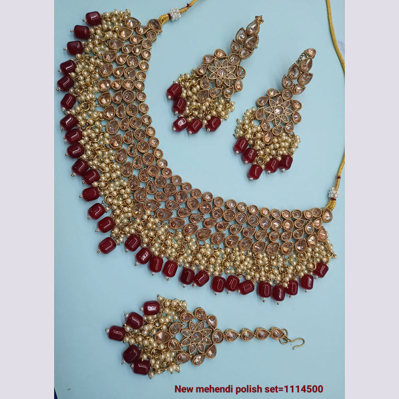 Padmawati Bangles Gold Plated Crystal Stone Necklace Set