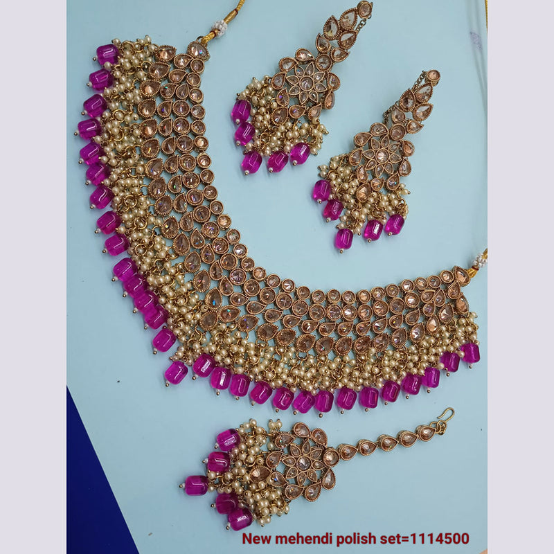 Padmawati Bangles Gold Plated Crystal Stone Necklace Set