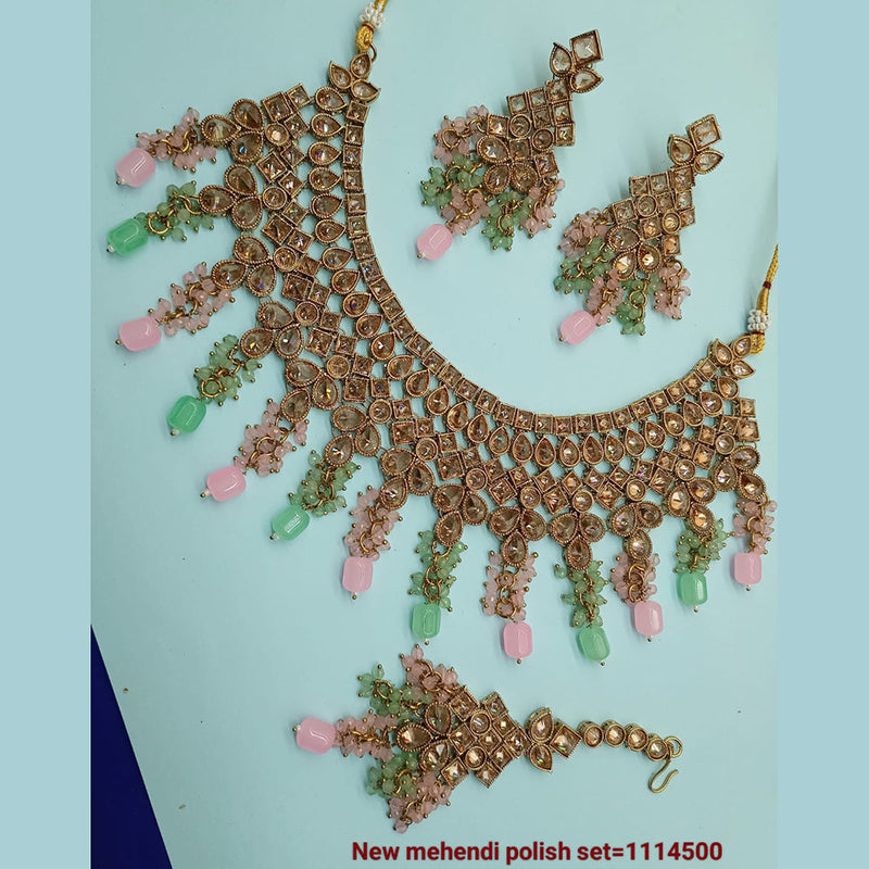 Padmawati Bangles Gold Plated Crystal Stone Necklace Set