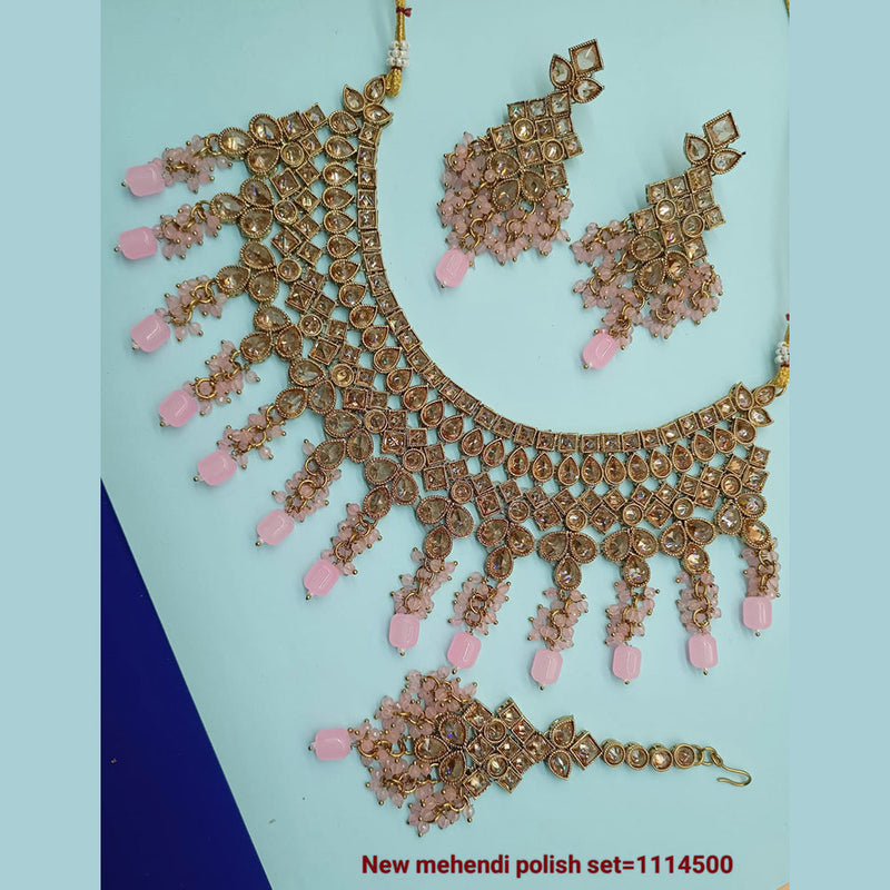 Padmawati Bangles Gold Plated Crystal Stone Necklace Set