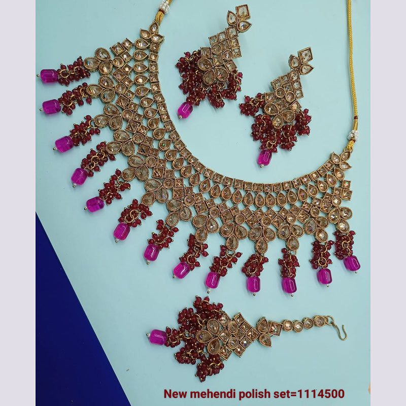 Padmawati Bangles Gold Plated Crystal Stone Necklace Set