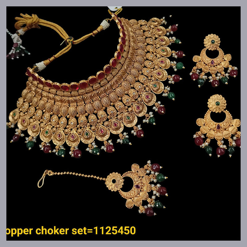 Padmawati Bangles Copper Gold Choker Necklace Set