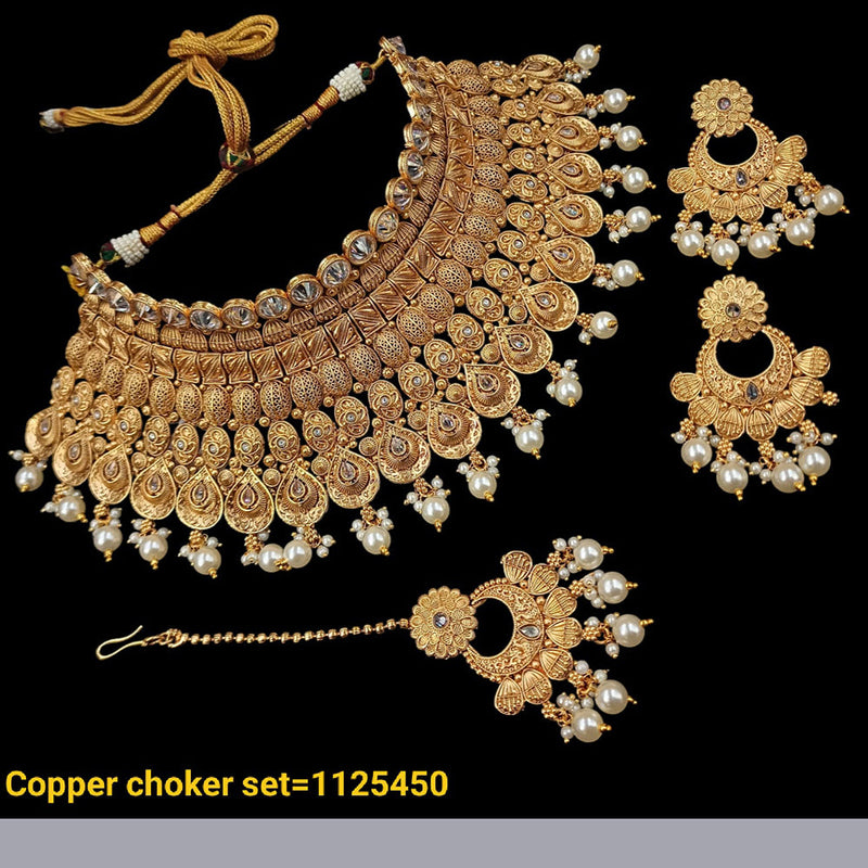 Padmawati Bangles Copper Gold Choker Necklace Set