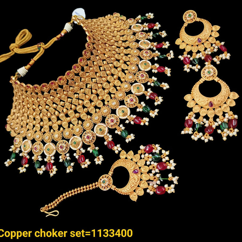 Padmawati Bangles Copper Gold Choker Necklace Set