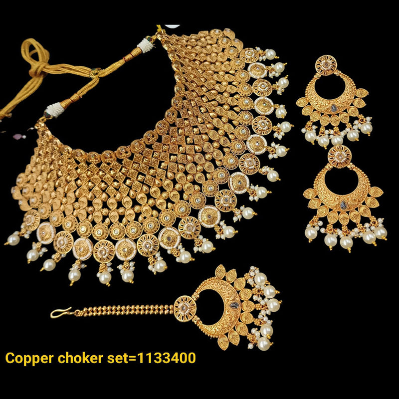 Padmawati Bangles Copper Gold Choker Necklace Set