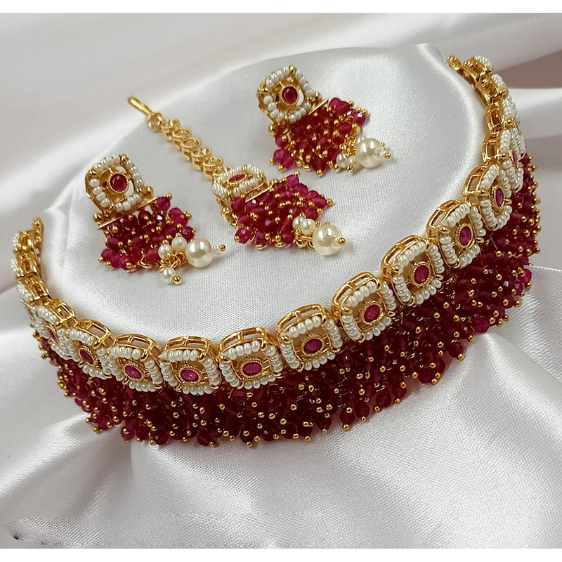 Padmawati Bangles Copper Gold Pearl Necklace Set