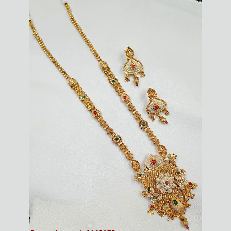 Padmawati Bangles Copper Gold Pota Stone Long Necklace Set