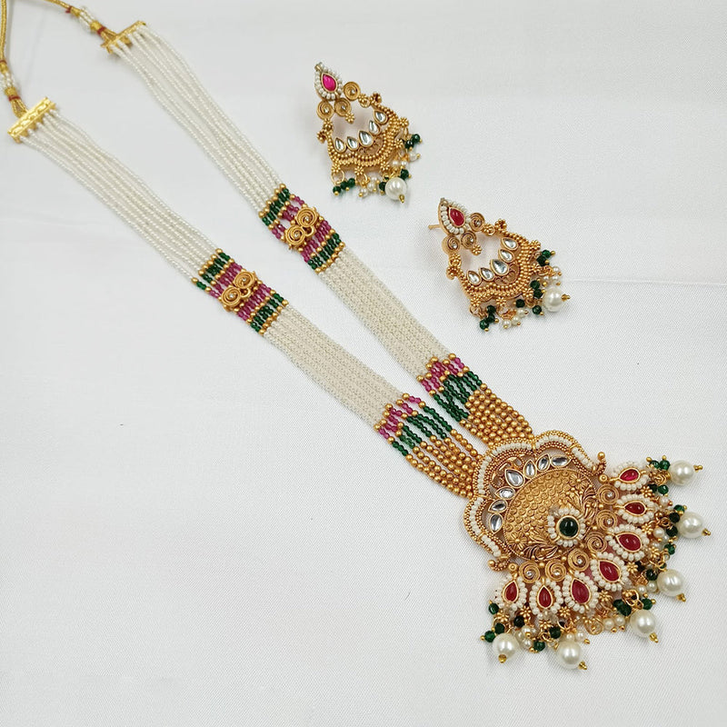 Padmawati Bangles Gold Plated Pearl Long  Necklace Set