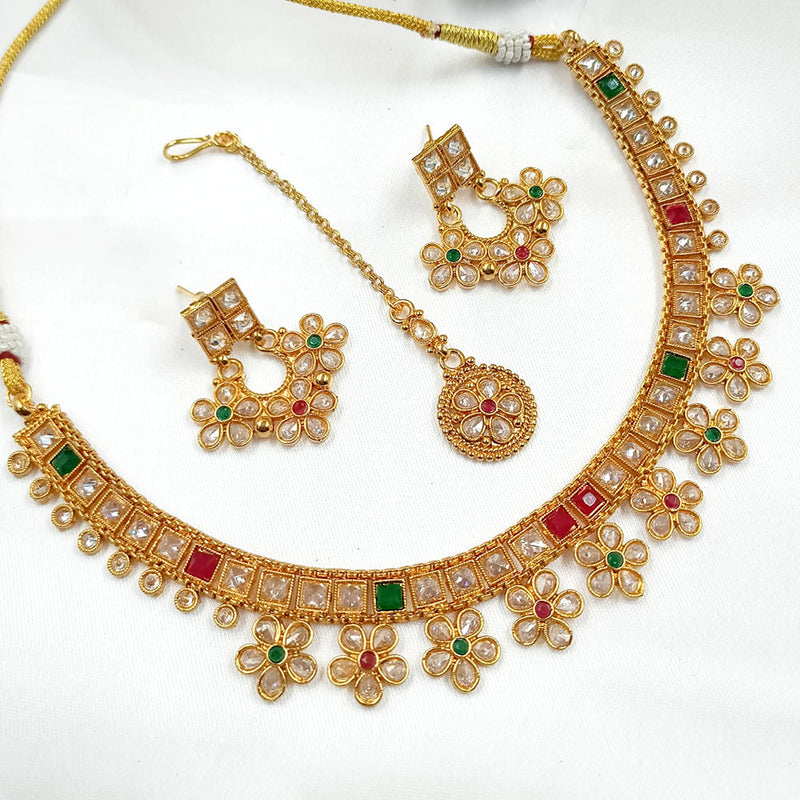 Padmawati Bangles Copper Gold Crystal Stone Necklace Set