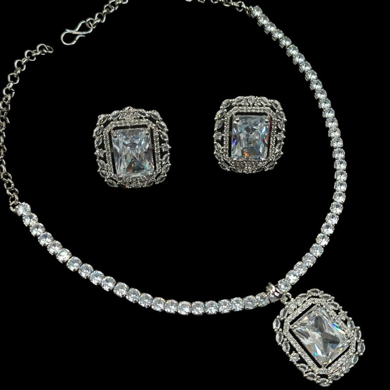 Padmawati Bangles Silver Plated AD Necklace Set