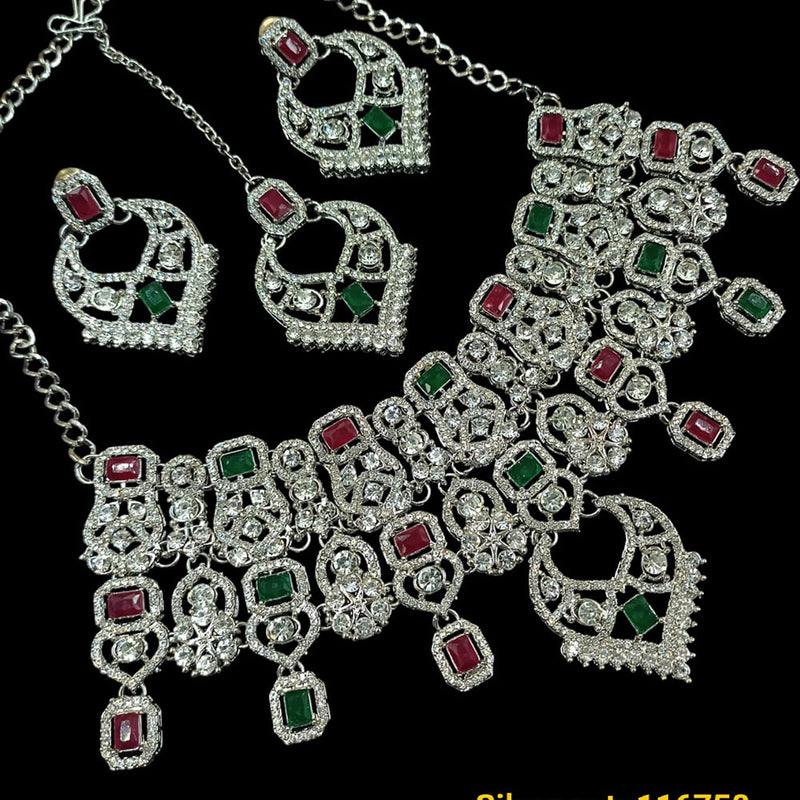 Padmawati Bangles Silver Plated AD Choker Necklace Set