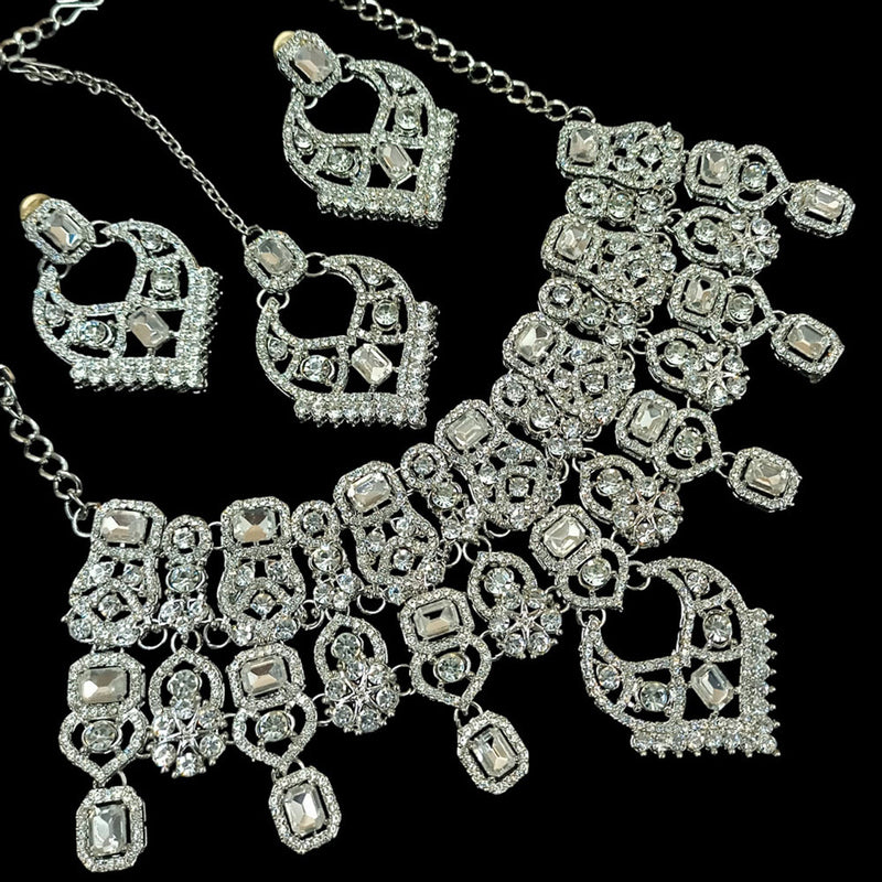 Padmawati Bangles Silver Plated AD Choker Necklace Set