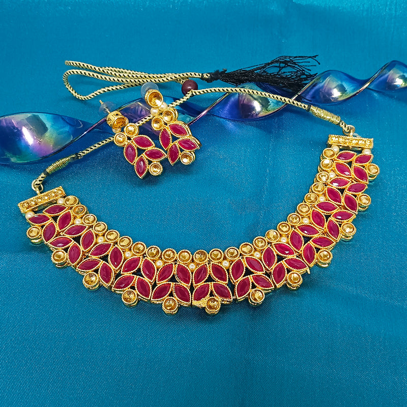 Midas Touch Kundan Stone Gold Plated Necklace Set