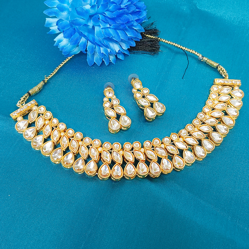 Midas Touch Kundan Stone Gold Plated Necklace Set