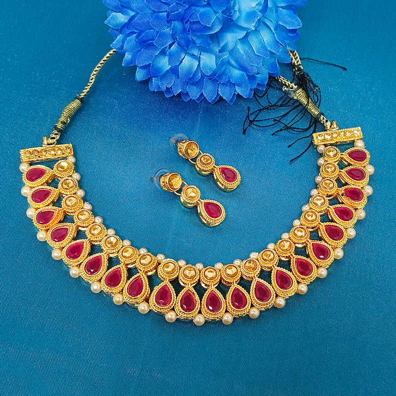 Midas Touch Kundan Stone Gold Plated Necklace Set