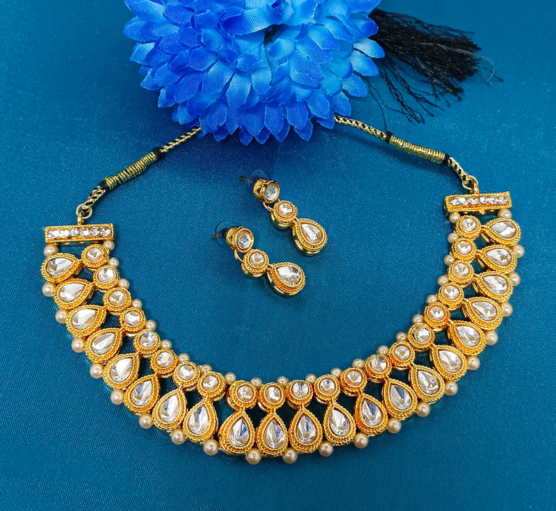 Midas Touch Kundan Stone Gold Plated Necklace Set