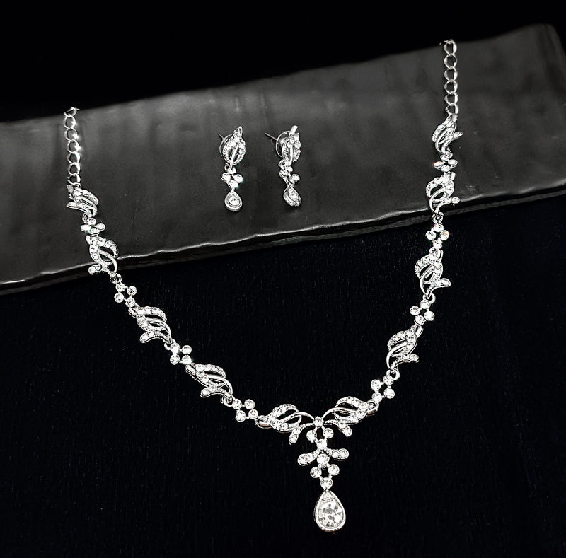 Midas Touch Austrian Stone Silver Plated Necklace Set