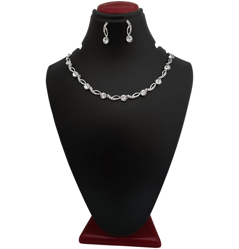 Midas Touch Austrian Stone Silver Plated Necklace Set