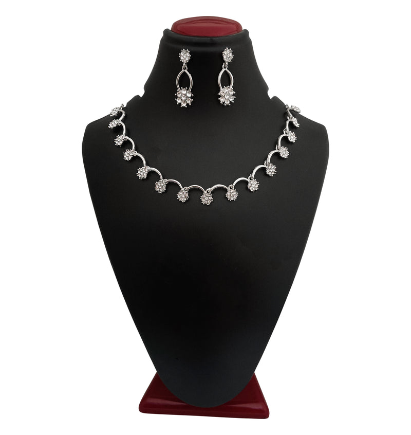 Midas Touch Austrian Stone Silver Plated Necklace Set