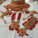 Neetu Art Gold Plated Red Stone And Kundan Bridal Jewellery Set for Women