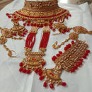 Neetu Art Gold Plated Red Stone And Kundan Bridal Jewellery Set for Women