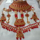 Neetu Art Gold Plated Red Stone And Kundan Bridal Jewellery Set for Women