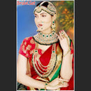 Neetu Art Gold Plated Green Stone And Kundan Bridal Jewellery Set for Women